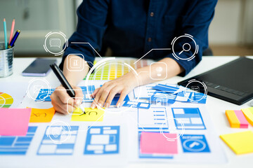 ux graphic designer planning application process development prototype wireframe for web smart phone