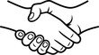 © MDMAHBUBUR - Line art of two hands shaking in agreement, black and white outlines, transparent