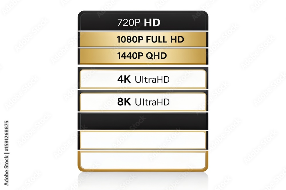 Display showing video resolution formats in order Stock Illustration ...