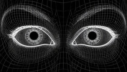 Wireframe eyes on a dark background