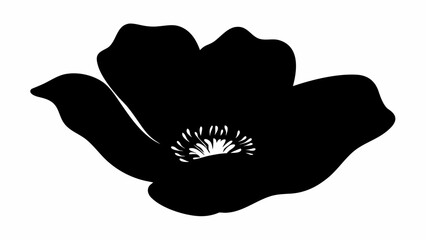 Wall Mural - Silhouette of a single flower with detailed center and petals in a contrasting black and white color scheme
