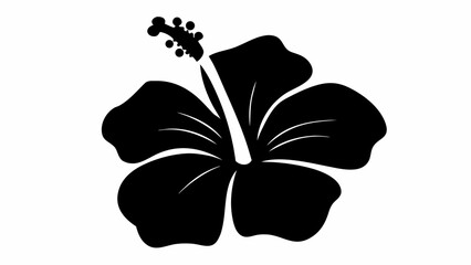 Wall Mural - Illustration of a black hibiscus flower with a white pistil and stamen on a white background vector art