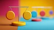 © Aris Suwanmalee - Colorful balance scales represent fairness and decision-making in business.