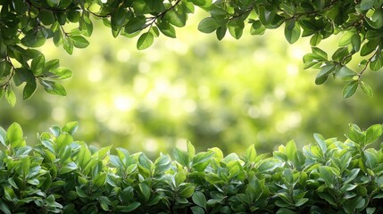 Wall Mural - Fresh green leaves frame