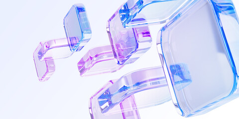 Wall Mural - 3d pastel light background with abstract glass block pattern. crystal glossy square or rectangle sha