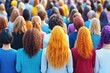 © LesaMurina Coll - Diverse crowd of women faces forward, various hair colors. Back view