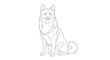 © Shahid - Cute Sitting Indian Spitz Dog Breed Detailed Coloring Page for Adult Pet Lovers