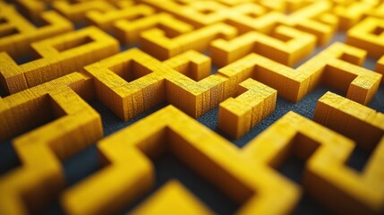 Complex maze pattern of yellow blocks against a dark background