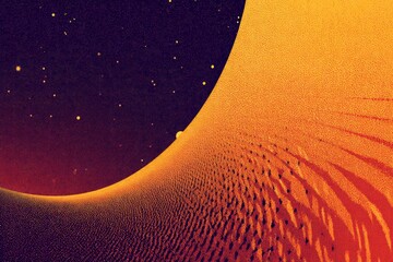 Wall Mural - abstract space graphic design with orange gradient and dark colors