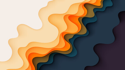 Poster - abstract colorful wavy background with yellow lines and 3d vector design