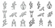 © Valentyna - Series of fitness icons depicting various exercises such as jumping jacks, pushups, and lunges