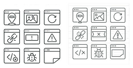 The first set of icons is for a computer program, while the second set is for a website