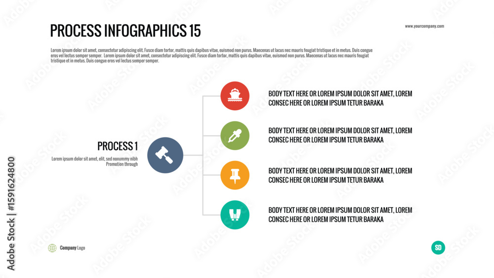 Process Infographic: Clear, step-by-step template for illustrating a ...