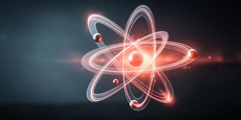 Wall Mural - quantum nuclear energy concept. abstract illustration of an atomic structure with glowing effects.