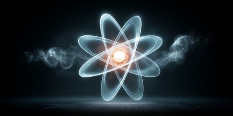Wall Mural - quantum nuclear energy concept. abstract representation of an atom with glowing effects.