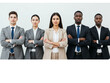 © Creative Design - Diverse group of five professional business people standing together with arms crossed isolated on transparent background