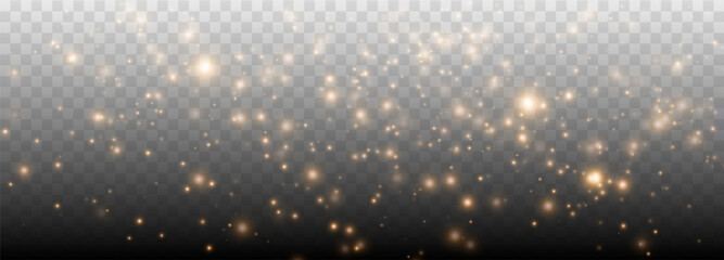 Wall Mural - glowing light effect with many glitter particles. gold starry cloud with dust. magic christmas decor