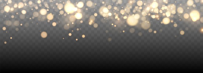 Wall Mural - glowing light effect with many glitter particles. gold starry cloud with dust. magic christmas decor
