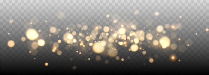 Wall Mural - gold bokeh lights isolated. vector background with gold sparkles