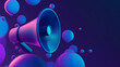 © Darya - Floating megaphone surrounded by abstract 3D spheres. Communication and marketing concept.