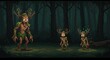 © M.Rivalsyah - Pixel art illustration presents forest creatures in a spooky woodland setting, with moss and glowing eyes creating an eerie atmosphere.