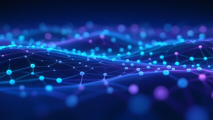 Abstract network of connected nodes with glowing lines