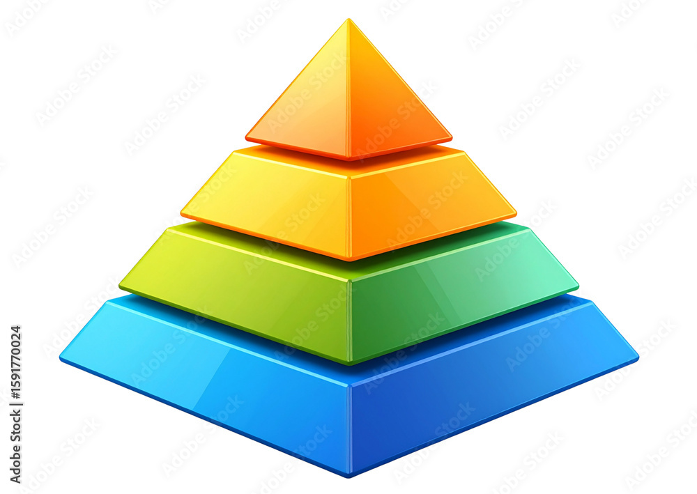Pyramid chart with four elements with numbers and text Stock ...