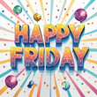 © Hendi Perkasa - 'Happy Friday' colorful party graphic with disco balls