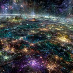 Wall Mural - Abstract Colorful Space Cityscape View