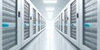 © เด็กชาย นุ่มนิ่ม - maintenance technical machinery infrastructure concept. Data center corridor with rows of servers and illuminated ceiling.