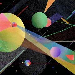 Wall Mural - Abstract Colorful Space Design With Planets And Geometric Shapes