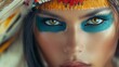 © Artinun - Close-up of Native American model with intricate cultural-inspired makeup, highlighting artistic expression, identity, and heritage beauty, perfect for indigenous art and fashion campaigns.