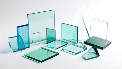 Assorted shapes of transparent and tinted glass