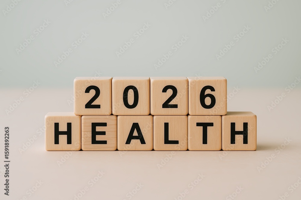 Wooden Blocks Showing Year 2026 and Word Health for Positive Future ...