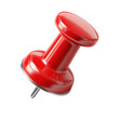 © Hamid - A close up shot of a single red push pin with a metal point on a black background view