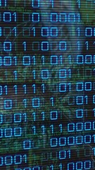 Wall Mural - composition of binary coding processing over purple background