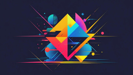 Wall Mural - Dynamic Synthwave Abstract Geometric Background