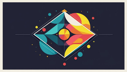 Wall Mural - Modern Geometric Composition with Diamond, Circles, and Vibrant Colors