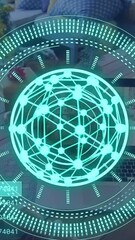 Wall Mural - animation of network of connections with icons over diverse business people in office