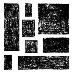 Wall Mural - Set of Design Elements Hand-drawn Black Rectangles of Different Shapes Isolated on White Backdrop. Style of Children's Drawing.