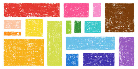 Wall Mural - Set of Design Elements Hand-drawn Rectangles of Different Colors Isolated on White Backdrop. Style of Children's Drawing.