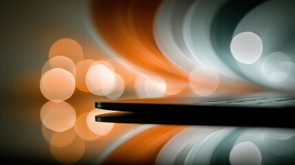 Wall Mural - Laptop Edge with Colorful Bokeh and Light Trails