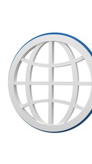 Wall Mural - animation of white and blue outlined globe on white background