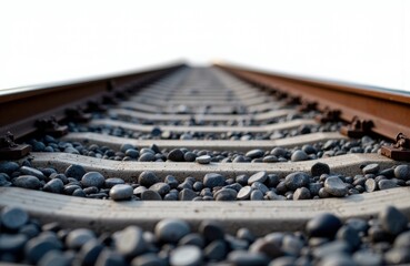 a close-up view of railway tracks extending into the distance with a blurred background