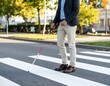 © Men - Man with cane crossing street (1)