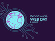 © Raka Firdaus  - futuristic neon vector for august 1 world wide web day, ideal for AI events, cyber campaigns, or tech-forward brand visuals