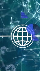 Wall Mural - animation of network symbols in digital data visualization background for school projects