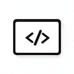 Programming concept, coding sign on monitor for developers, shows code implementation and script display on white