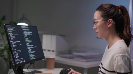 Professional female programmer software developers data analysis coding artificial intelligence programming workflow automation engineer woman technology