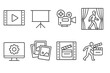 © BlaBla Car - Cinema and photography linear icon set. film, camera, projection, and video symbols